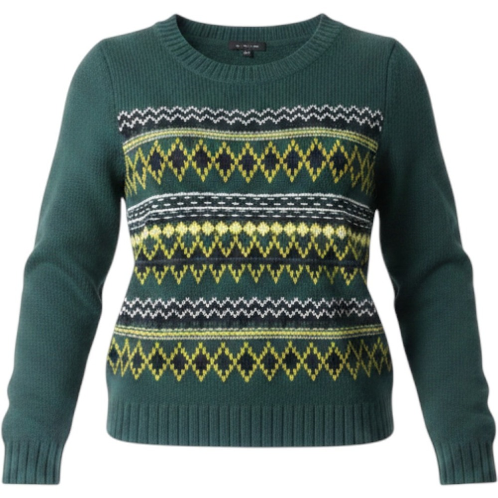 Talbots Diamond Fair Isle Crewneck Sweater Women's XL